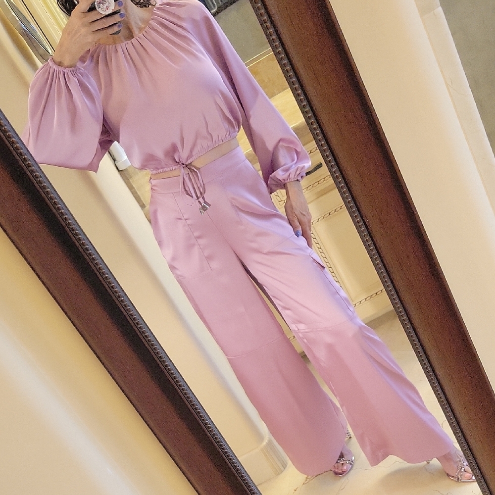 Rachel Zoe + House Of Harlow Wide-Leg Lilac Pantsuit with Relaxed,  Silhouette,